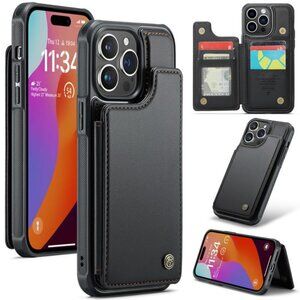 CaseMe C22 for iPhone 15 Pro Max PU Leather Wallet Case with RFID Blocking Card